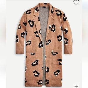 J. Crew Ella open-front long sweater coat blazer in Leopard XXS